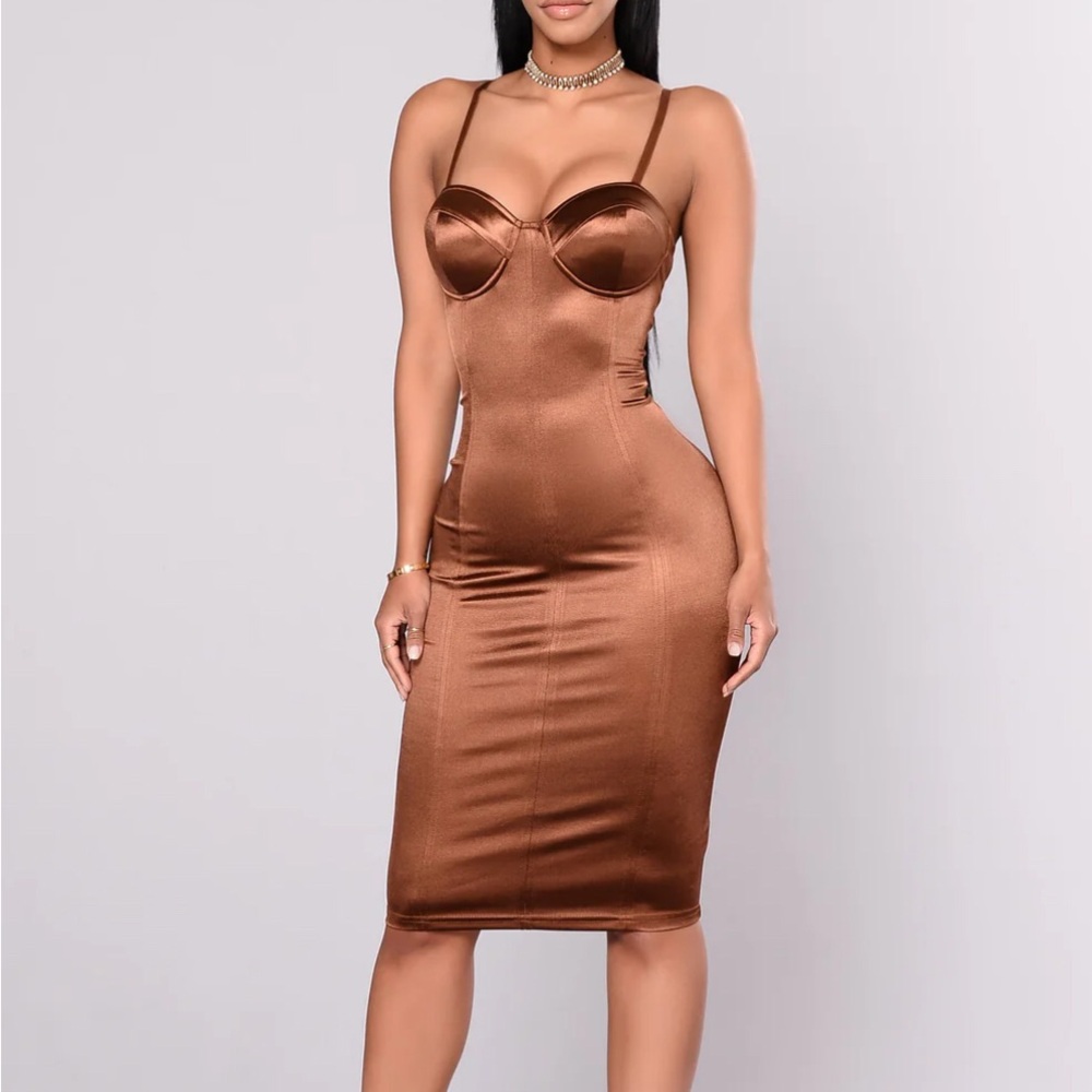 Fashion Nova Brown Midi Dress